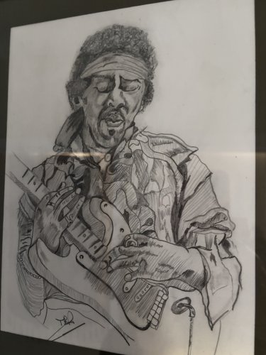 Jimi Hendrix pencil drawing.